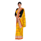 Exclusive Collection 100% Pure Cotton Yellow Tant Saree With Hand Weaving Work | Grocsy
