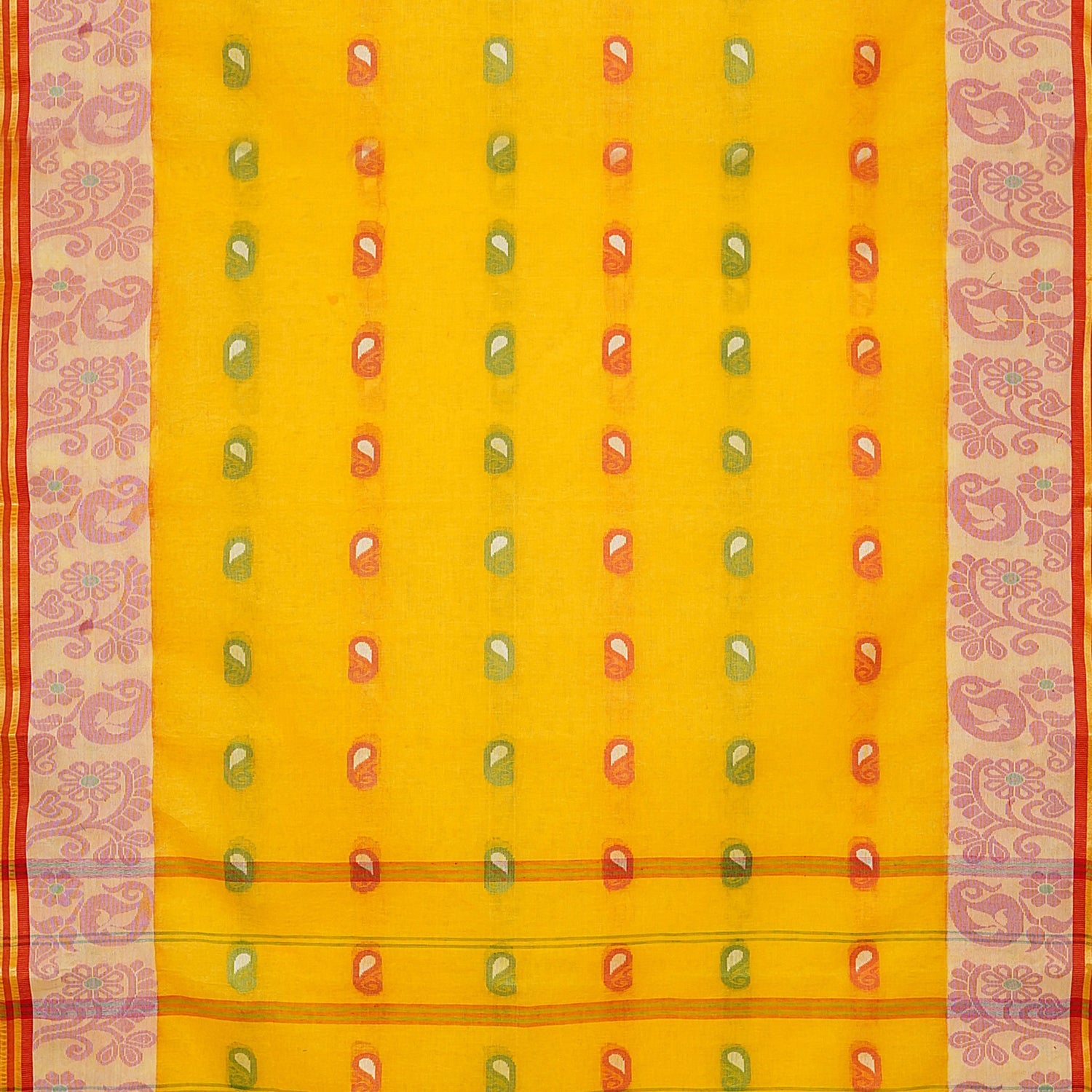 Exclusive Collection 100% Pure Cotton Yellow Tant Saree With Hand Weaving Work | Grocsy