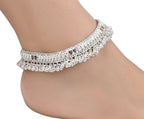 AanyaCentric Silver Plated White Metal Payal Indian Traditional Ethnic Fashion Imitation Jewellery Foot Chain | Grocsy
