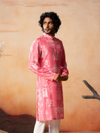 Botanical Architecture Traditional Printed Silk Kurta by Hilo Design | Grocsy