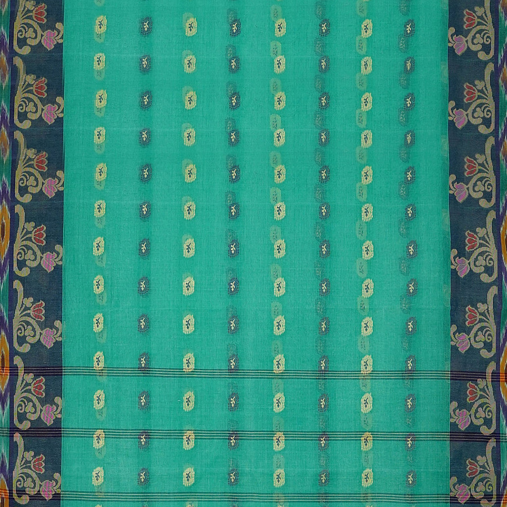 Exclusive Collection 100% Pure Cotton Green Tant Saree With Hand Weaving Work | Grocsy