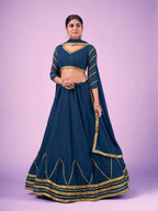 Myra Navy Blue Georgette Embroidered Designer Lehenga | Grocsy