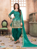 Anaita Teal Embroidered Tapeta Silk Salwar Suit | Grocsy