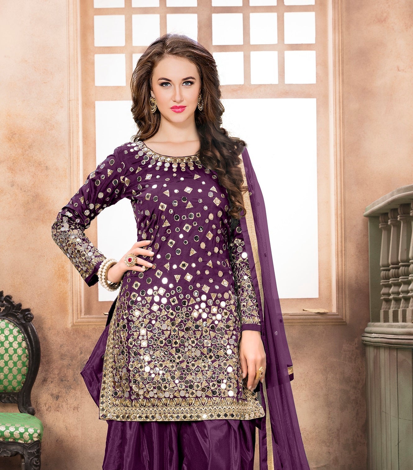 Anaita Purple Embroidered Tapeta Silk Salwar Suit | Grocsy