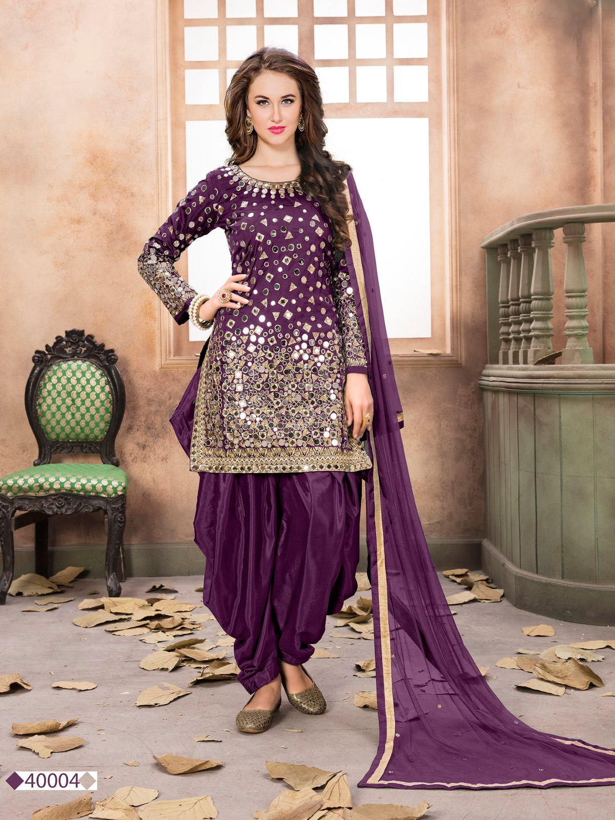 Anaita Purple Embroidered Tapeta Silk Salwar Suit | Grocsy