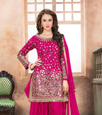 Anaita Pink Embroidered Tapeta Silk Salwar Suit | Grocsy