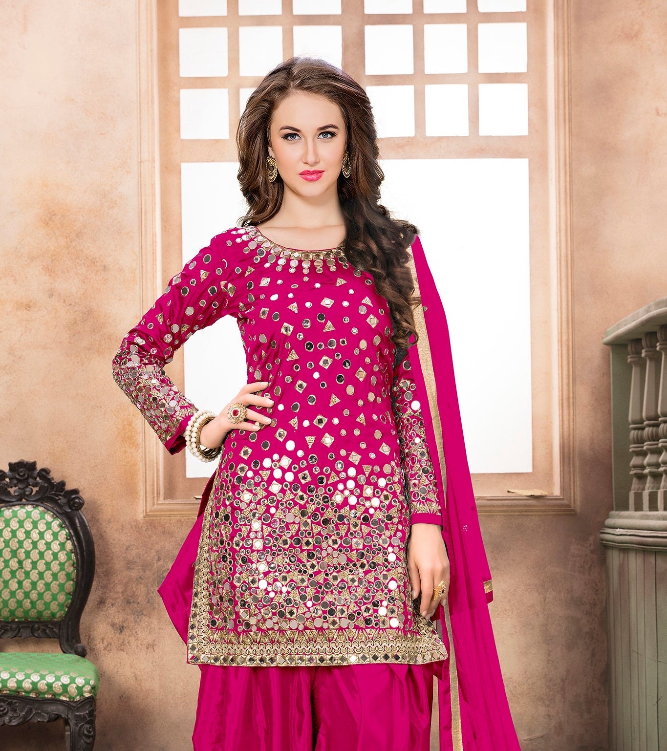 Anaita Pink Embroidered Tapeta Silk Salwar Suit | Grocsy