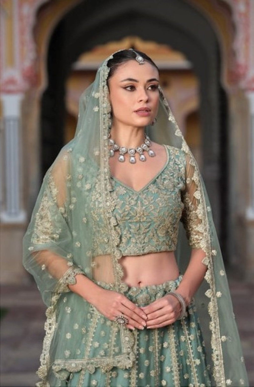 Anaita Green Net Lehenga Choli With Stone Embroidery Work | Grocsy
