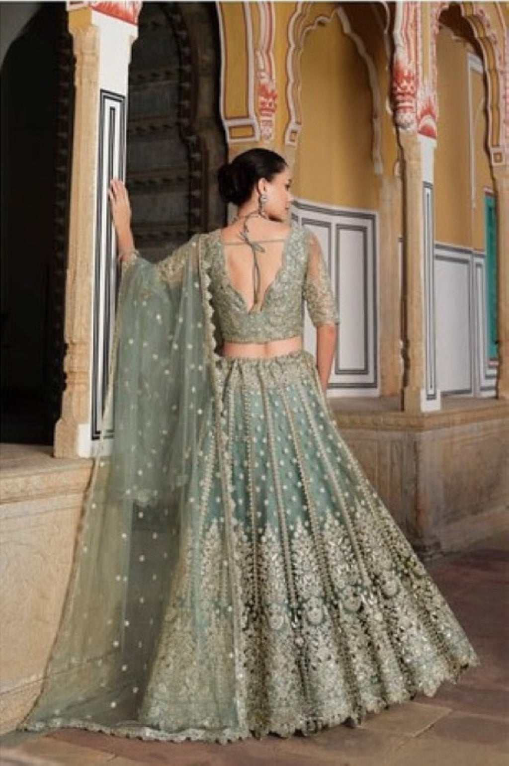 Anaita Green Net Lehenga Choli With Stone Embroidery Work | Grocsy