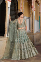 Anaita Green Net Lehenga Choli With Stone Embroidery Work | Grocsy
