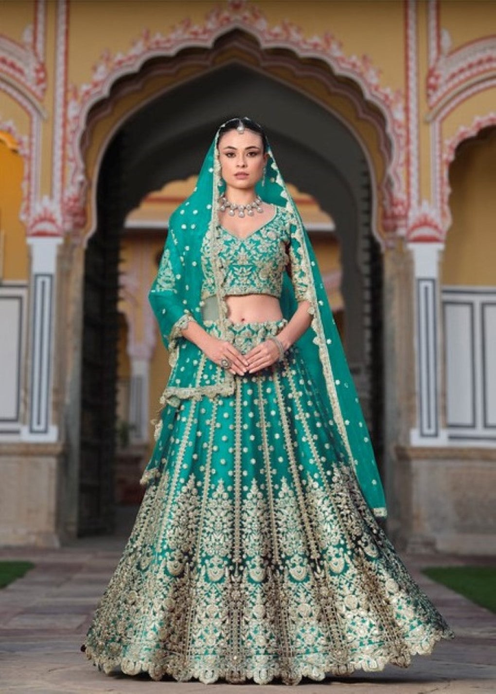 Anaita Turquoise Net Lehenga Choli With Stone Embroidery Work | Grocsy