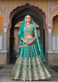 Anaita Turquoise Net Lehenga Choli With Stone Embroidery Work | Grocsy