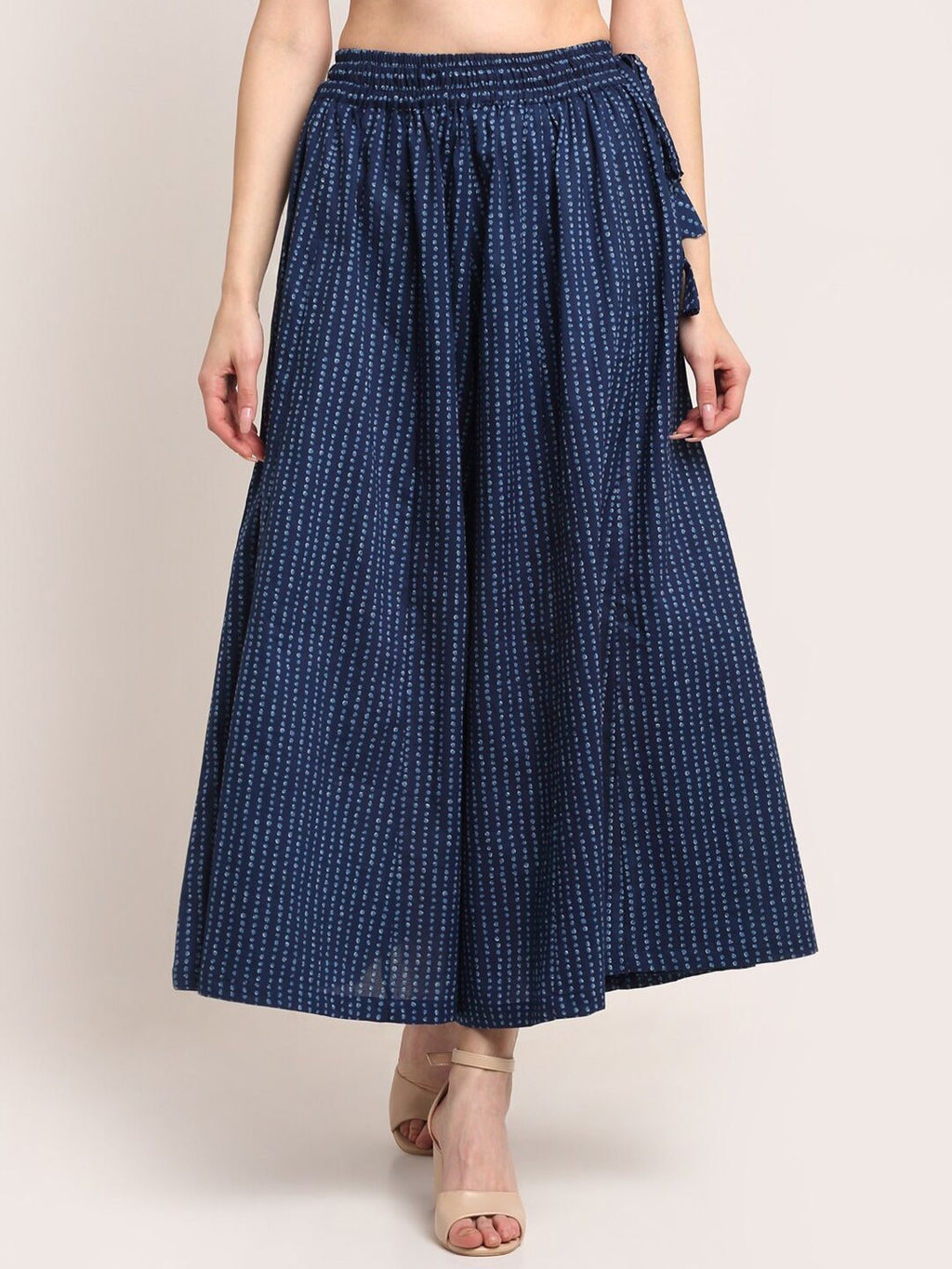 TAG 7 Women Navy Blue Indigo Floral Print Flared Palazzo | Grocsy