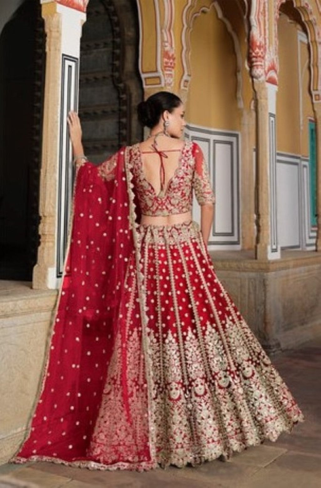 Anaita Red Net Lehenga Choli With Stone Embroidery Work | Grocsy