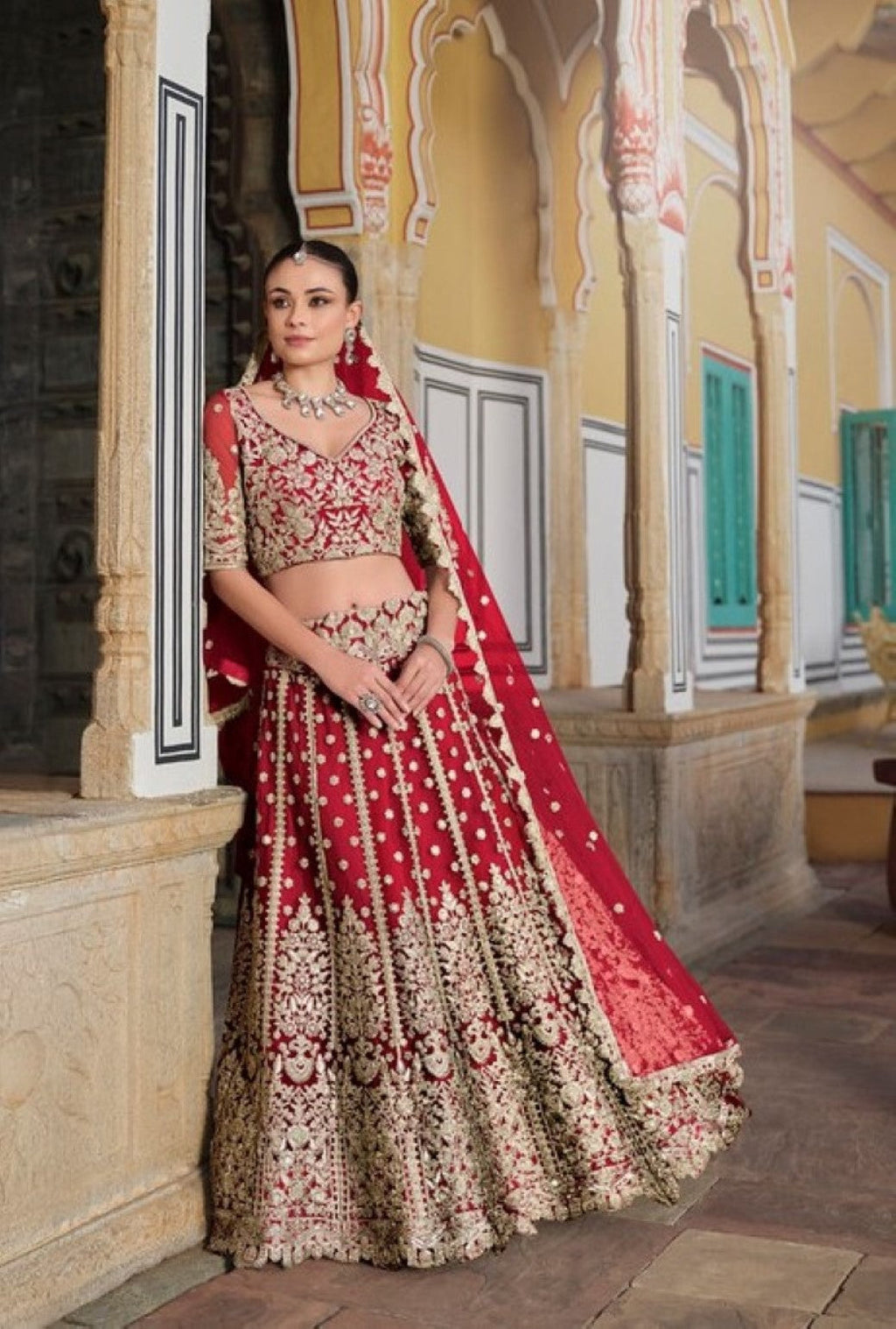Anaita Red Net Lehenga Choli With Stone Embroidery Work | Grocsy