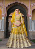 Anaita Yellow Net Lehenga Choli With Stone Embroidery Work | Grocsy