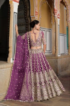 Anaita Purple Net Lehenga Choli With Stone Embroidery Work | Grocsy