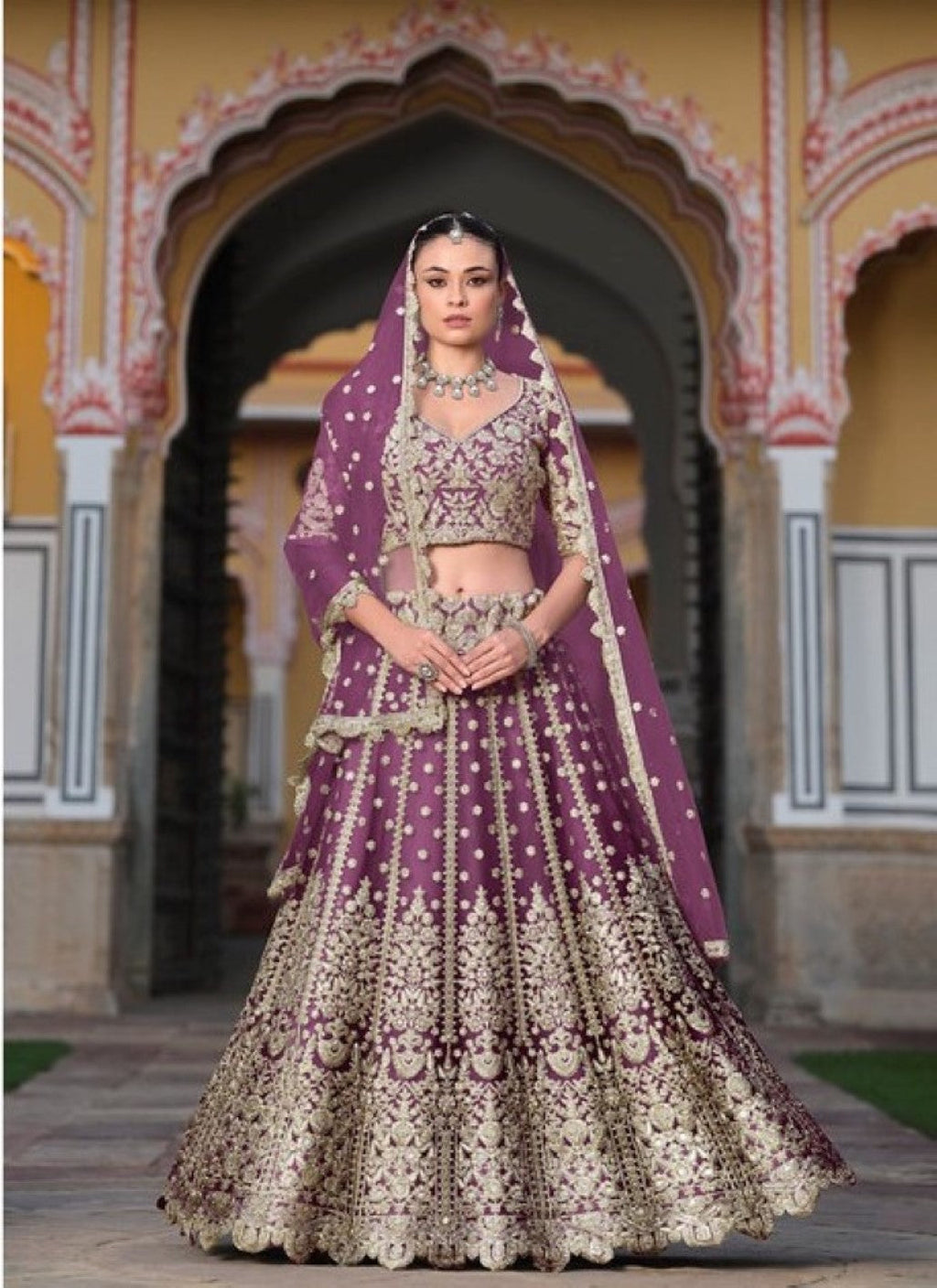 Anaita Purple Net Lehenga Choli With Stone Embroidery Work | Grocsy