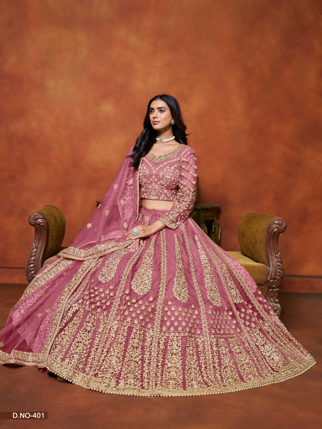 Anaita Pink Embroidered Net Designer Lehenga With Blouse | Grocsy