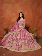 Anaita Pink Embroidered Net Designer Lehenga With Blouse | Grocsy