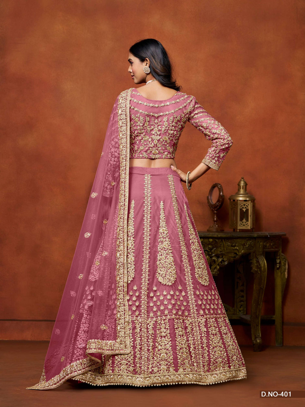 Anaita Pink Embroidered Net Designer Lehenga With Blouse | Grocsy