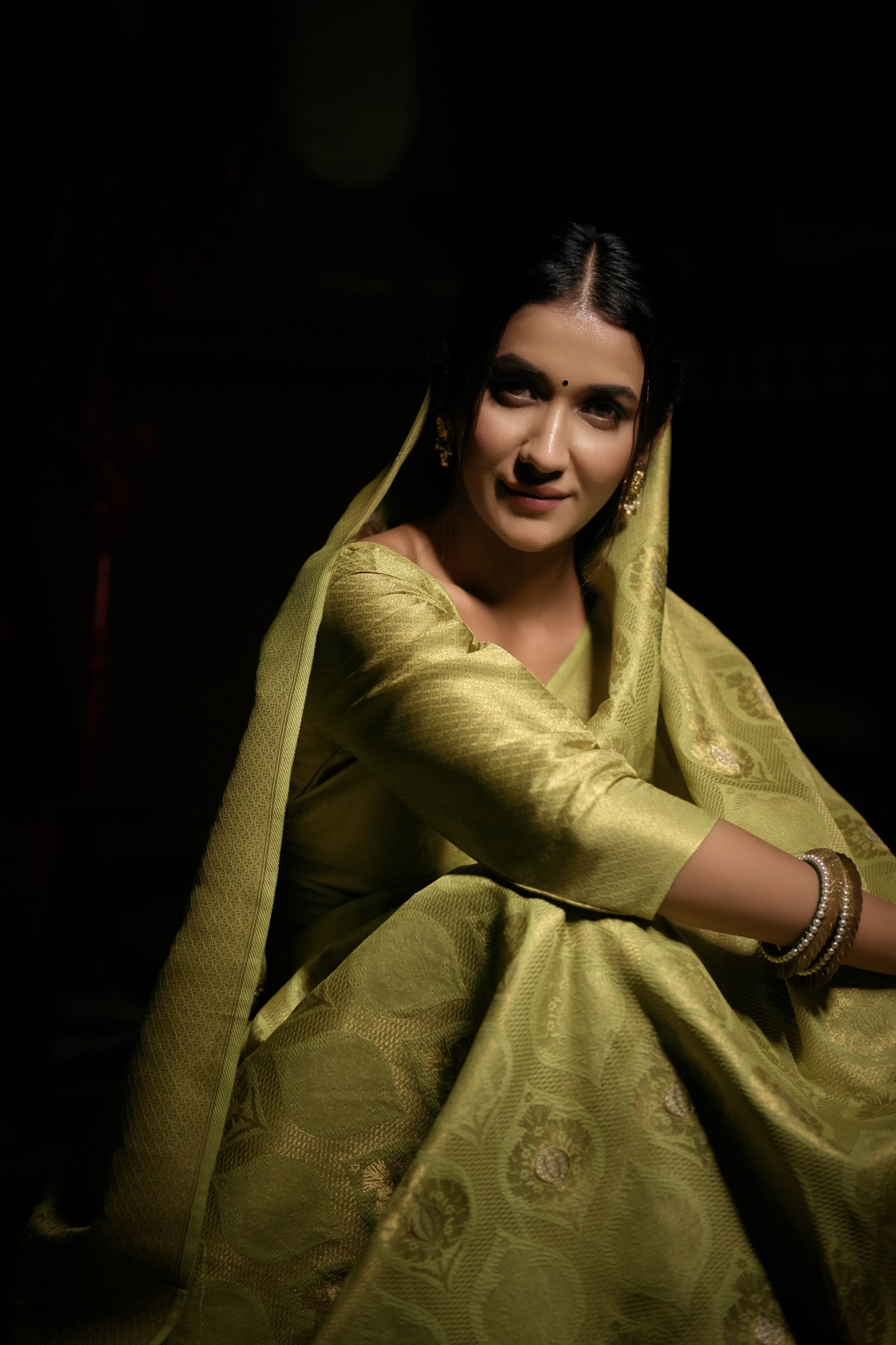 Vardha Jade Green Copper-Silver Zari Kanjeevaram Silk Saree | Grocsy