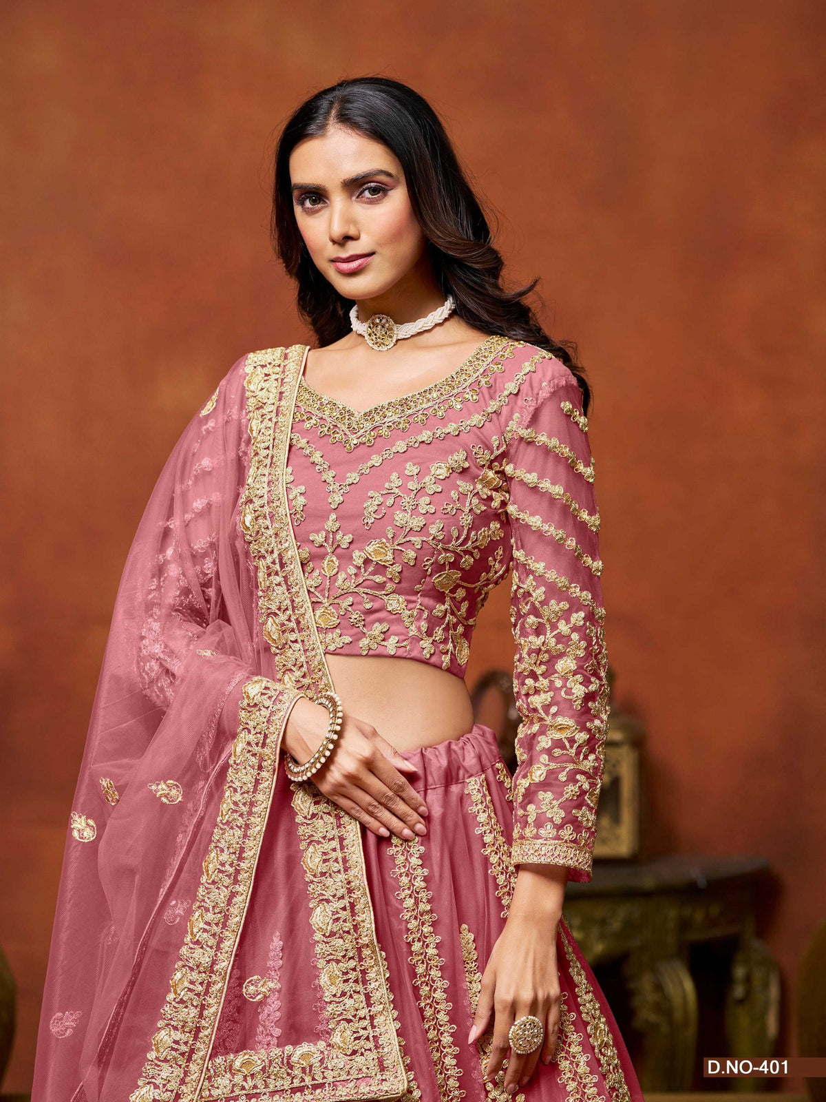 Anaita Pink Embroidered Net Designer Lehenga With Blouse | Grocsy