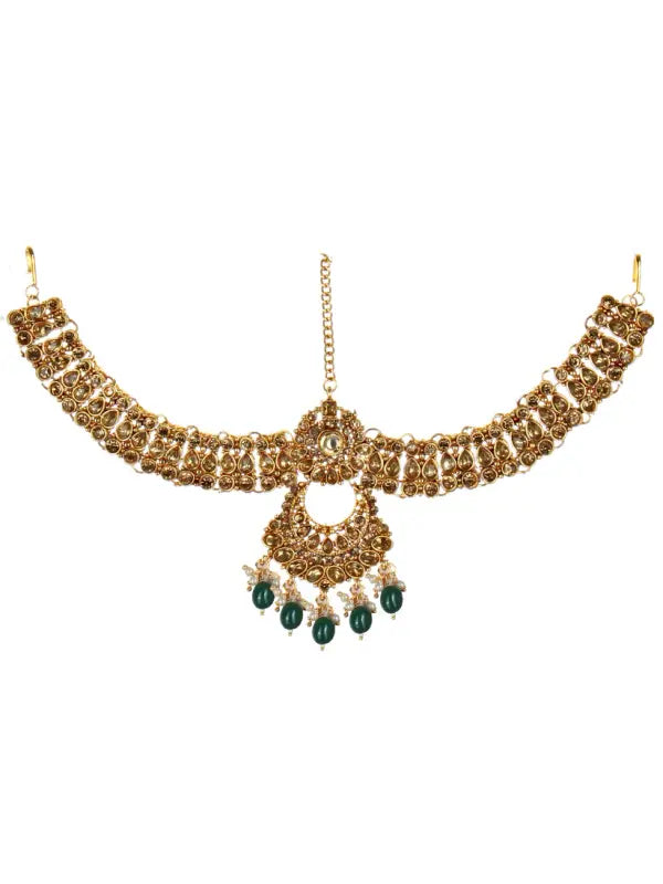 Tehzeeb Creations Traditional Stone Bridal Set 9 Pcs. For Girls & Women | Grocsy