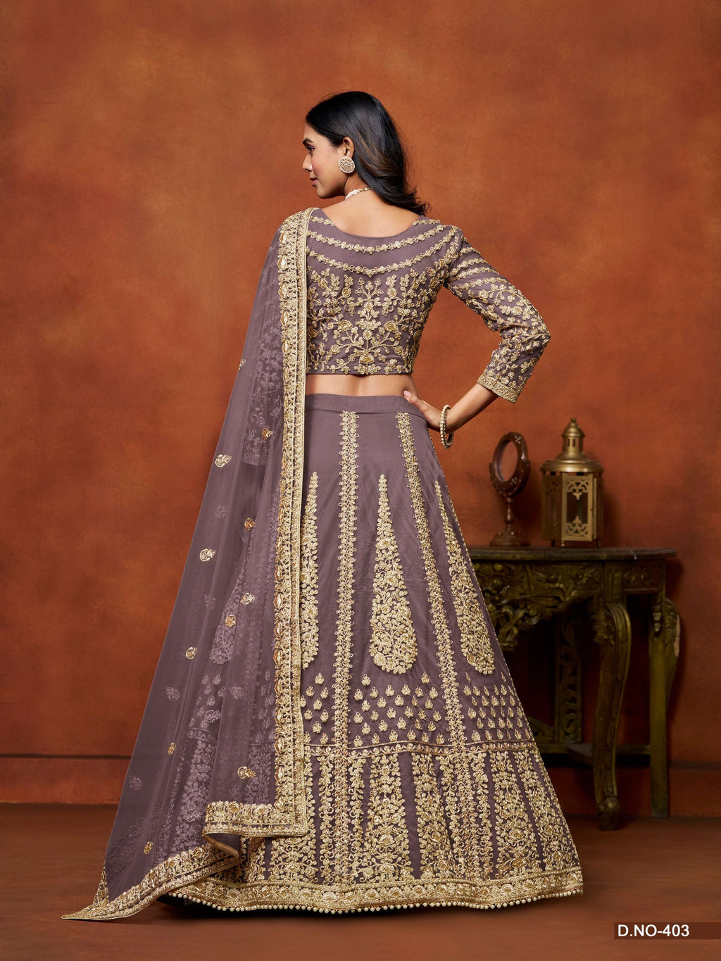 Anaita Purple Embroidered Net Designer Lehenga With Blouse | Grocsy
