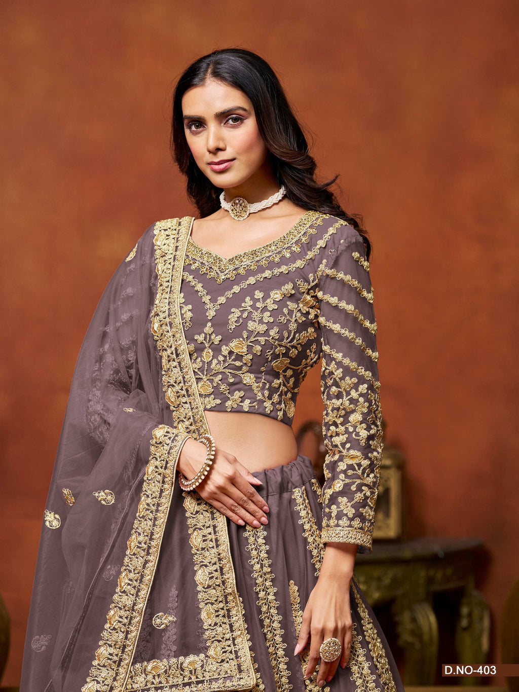 Anaita Purple Embroidered Net Designer Lehenga With Blouse | Grocsy