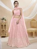 Tulsi Art Beautiful Light Pink Sequin Georgette Engagement Wear Lehenga Choli | Grocsy