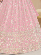 Tulsi Art Beautiful Light Pink Sequin Georgette Engagement Wear Lehenga Choli | Grocsy