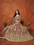 Anaita Brown Embroidered Net Designer Lehenga With Blouse | Grocsy