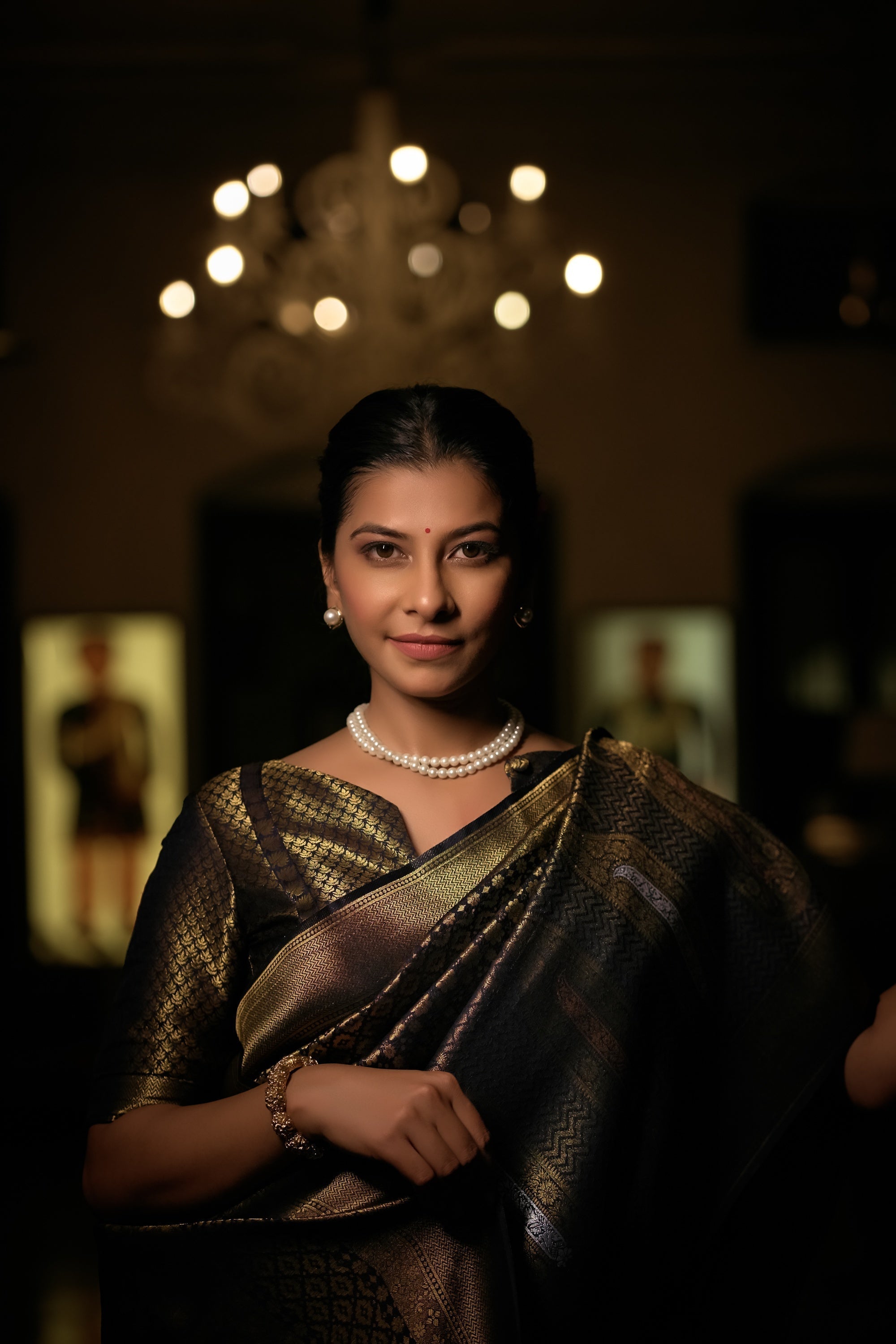 Vardha Stratos Blue Copper-Silver Zari Kanjeevaram Silk Saree | Grocsy