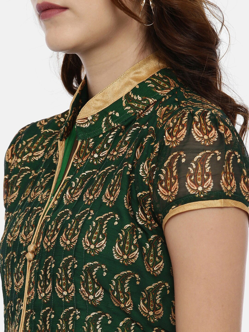Souchii Green Printed A-Line Dress | Grocsy
