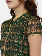Souchii Green Printed A-Line Dress | Grocsy