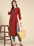 Sangria Women Maroon Kurta | Grocsy