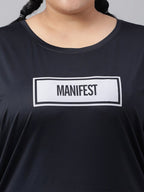 MKH Plus Size Typography Printed Relaxed Fit Dri-FIT T-shirt | Grocsy