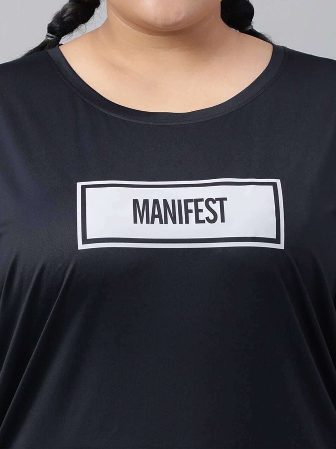 MKH Plus Size Typography Printed Relaxed Fit Dri-FIT T-shirt | Grocsy