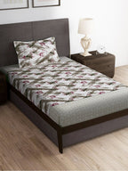 Story@home Brown & Pink Abstract Microfiber 180 TC Bedsheet With Pillow Cover | Grocsy