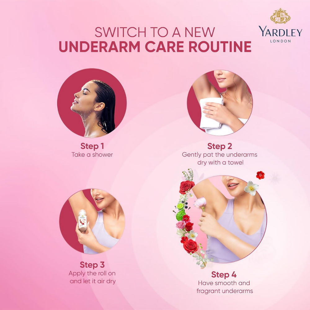 Yardley London Rose Underarm Deodorant Roll On | Grocsy