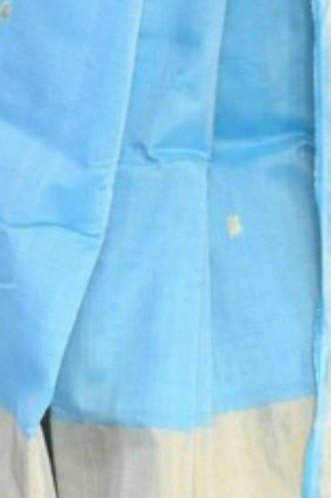 Very Much Indian Handloom Pure Cotton Paithani Peacock Pallu-Sky Blue | Grocsy