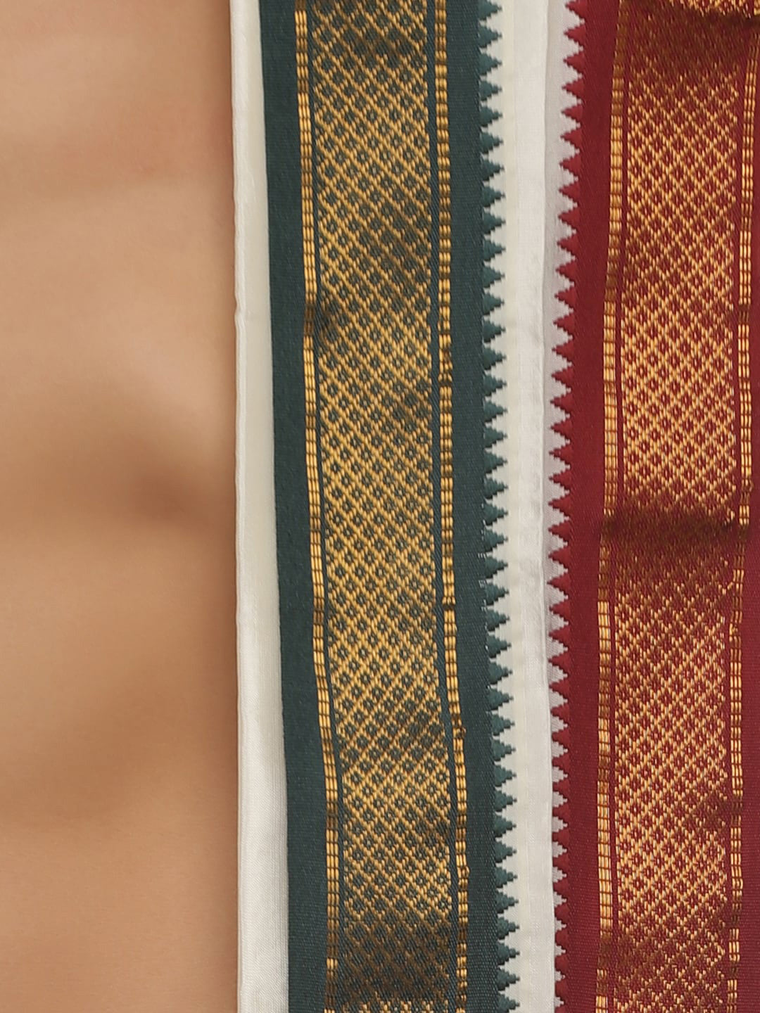 Sethukrishna Men Cream-Coloured Solid Dhotis With Angavastram | Grocsy