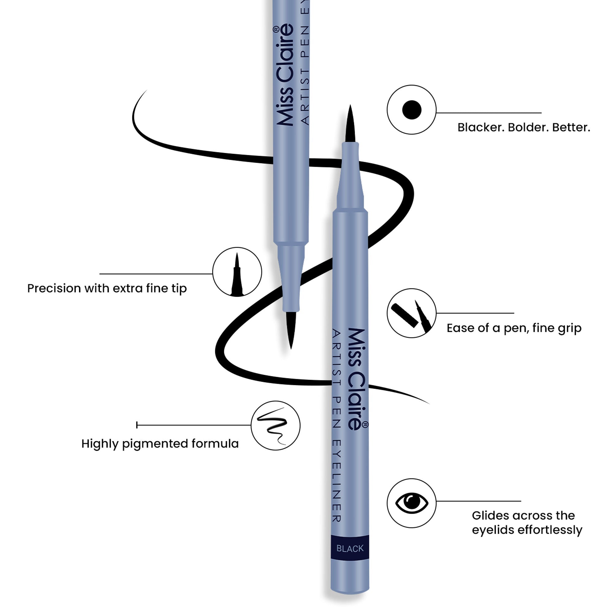 Miss Claire Artist Pen Eyeliner - Green | Grocsy