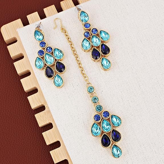 Tehzeeb CreationsDesigner Gold-Polished Elegant Stone Necklace Set For Women & Girls | Grocsy