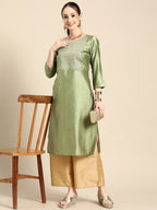 Sangria Women Floral Embroidered Thread Work Pastels Kurta | Grocsy
