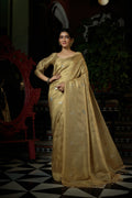 Vardha Magnolia White Copper-Silver Zari Kanjeevaram Silk Saree | Grocsy