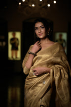 Vardha Magnolia White Copper-Silver Zari Kanjeevaram Silk Saree | Grocsy