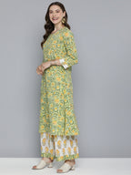HERE&NOW Floral Printed Regular Pure Cotton Kurta with Palazzos & With Dupatta | Grocsy