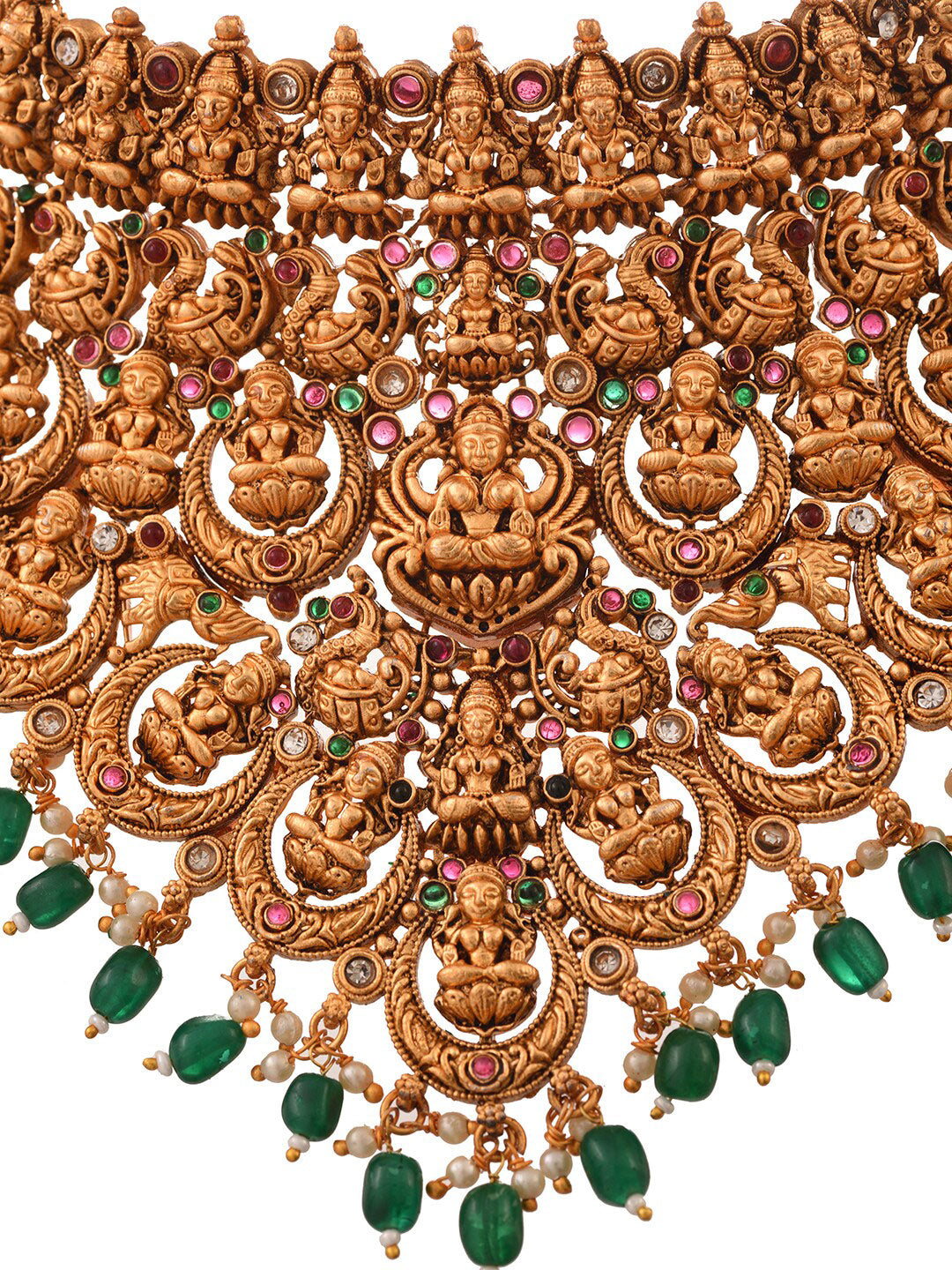 Saraf RS Jewellery Gold-Polished Stone-Studded Jewellery Set | Grocsy